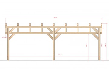 Dřevěná zahradní pergola 4x7m z KVH hranolů