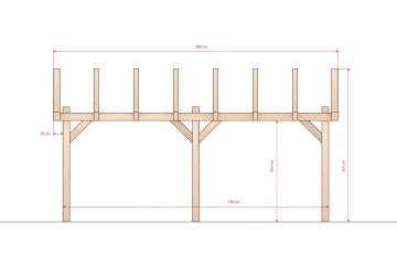Dřevěná zahradní pergola 3,5x5,5m smrkové hoblované řezivo