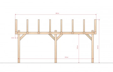 Dřevěná zahradní pergola 3,5x5,5m smrkové hoblované řezivo