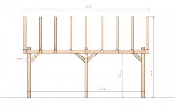 Dřevěná zahradní pergola 6x6m smrkové hoblované řezivo