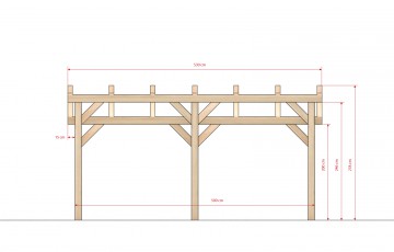 Dřevěná zahradní pergola 4x5m z KVH hranolů