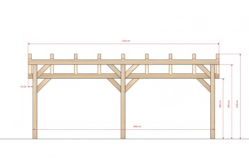 Dřevěná zahradní pergola 4x6m smrkové hoblované řezivo