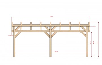 Dřevěná zahradní pergola 4x6m smrkové hoblované řezivo