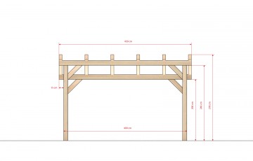 Dřevěná zahradní pergola 4x4m smrkové hoblované řezivo